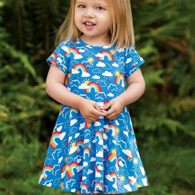 Flatter Sommerkleid Regenbogen in blau 62/68