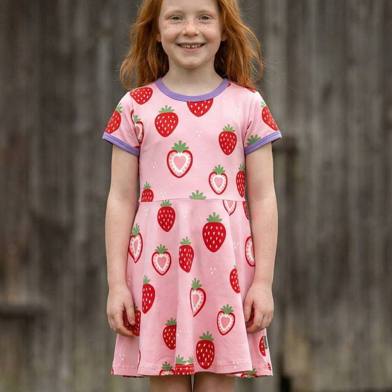 Flatterkleid kurzarm Erdbeeren rosa 110/116 Flatterkleid kurzarm Erdbeeren rosa 110/116