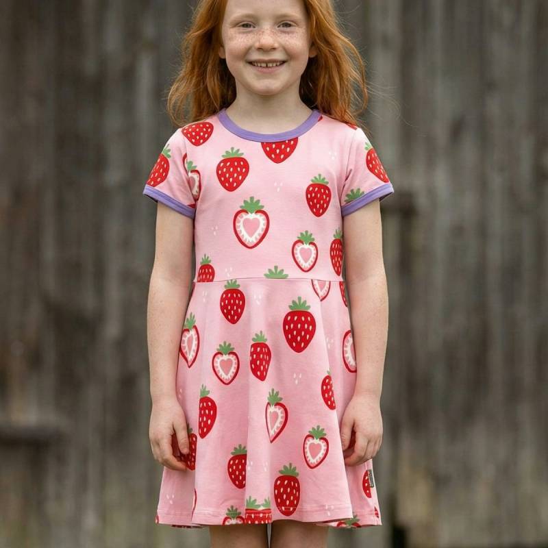 Flatterkleid kurzarm Erdbeeren rosa 122/128 Flatterkleid kurzarm Erdbeeren rosa 122/128