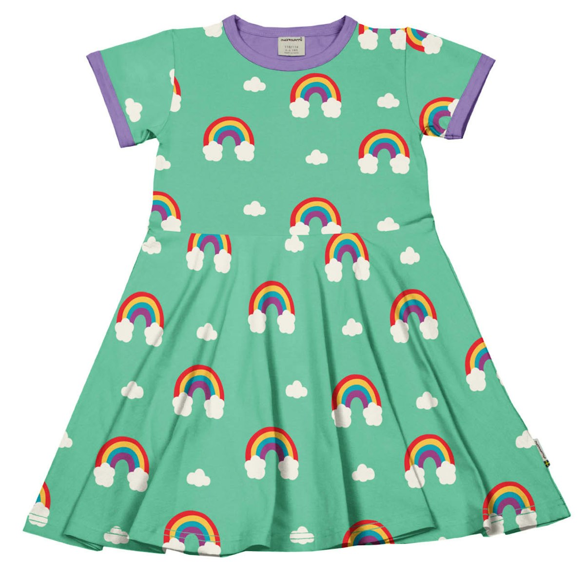 Flatterkleid kurzarm Regenbogen türkis 134/140