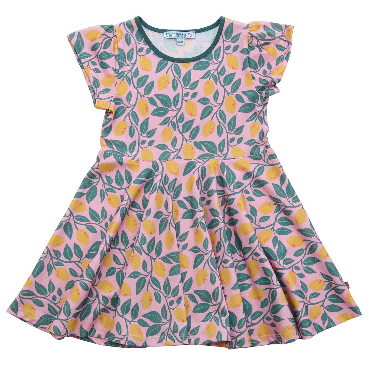 Flatterkleid kurzarm Zitronen rosa 122/128
