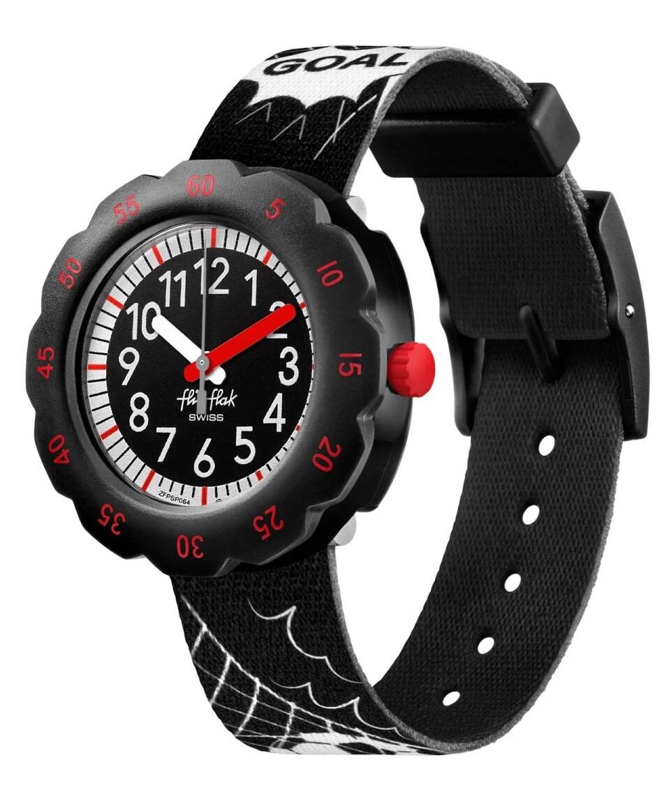 Flik Flak - Goal; Armbanduhr; Kinderuhr; Fußball; schwarz weiß