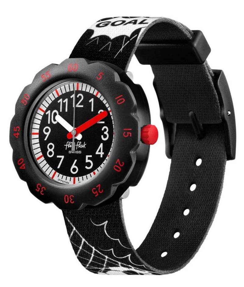 Flik Flak - Goal; Armbanduhr; Kinderuhr; Fußball; schwarz weiß