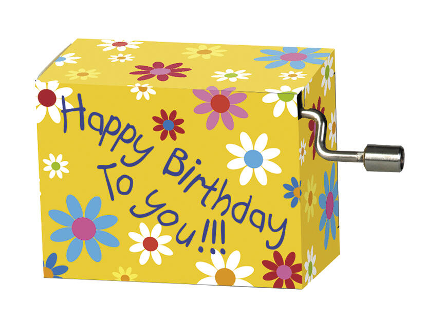 Fridolin - Spieluhr, Happy Birthday, mit Blüten