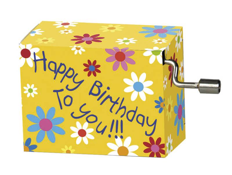 Fridolin - Spieluhr, Happy Birthday, mit Blüten