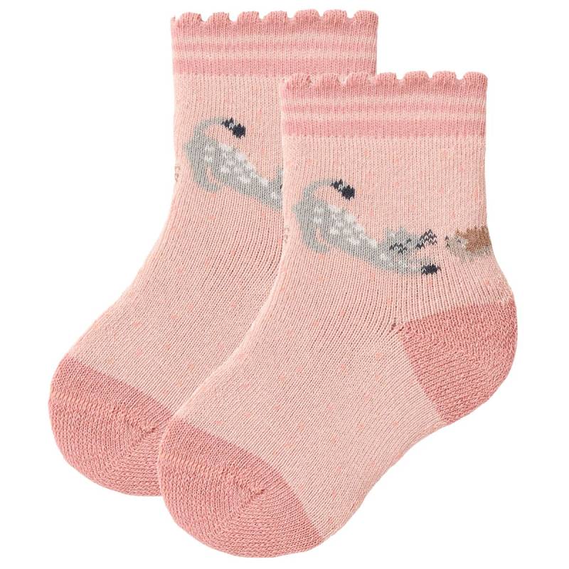 Frottee Babysöckchen Katze und Igel altrosa 19/21 Frottee Babysöckchen Katze und Igel altrosa 19/21