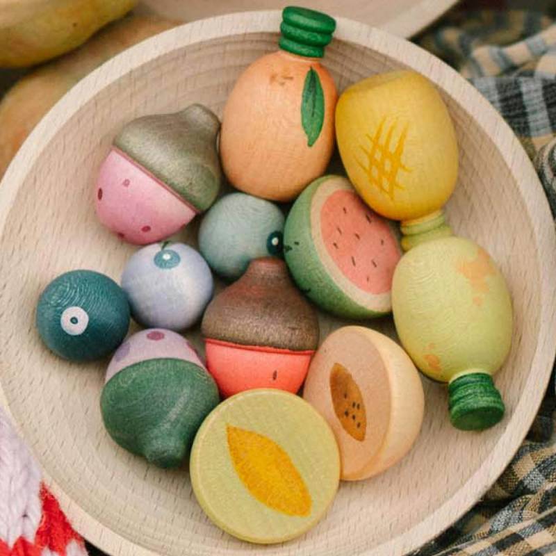 Fruits - 12 Obst-Holzteile für Kinderküche & Kaufladen