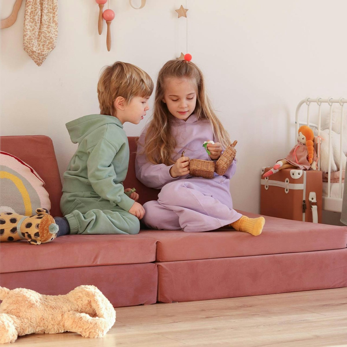 Funzy Spielsofa 4-teilig Altrosa