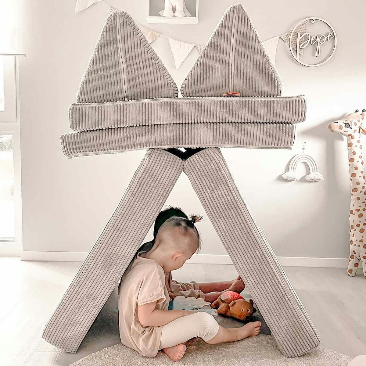 Funzy Spielsofa 4-teilig Cord Hellgrau Funzy Spielsofa 4-teilig Cord Hellgrau