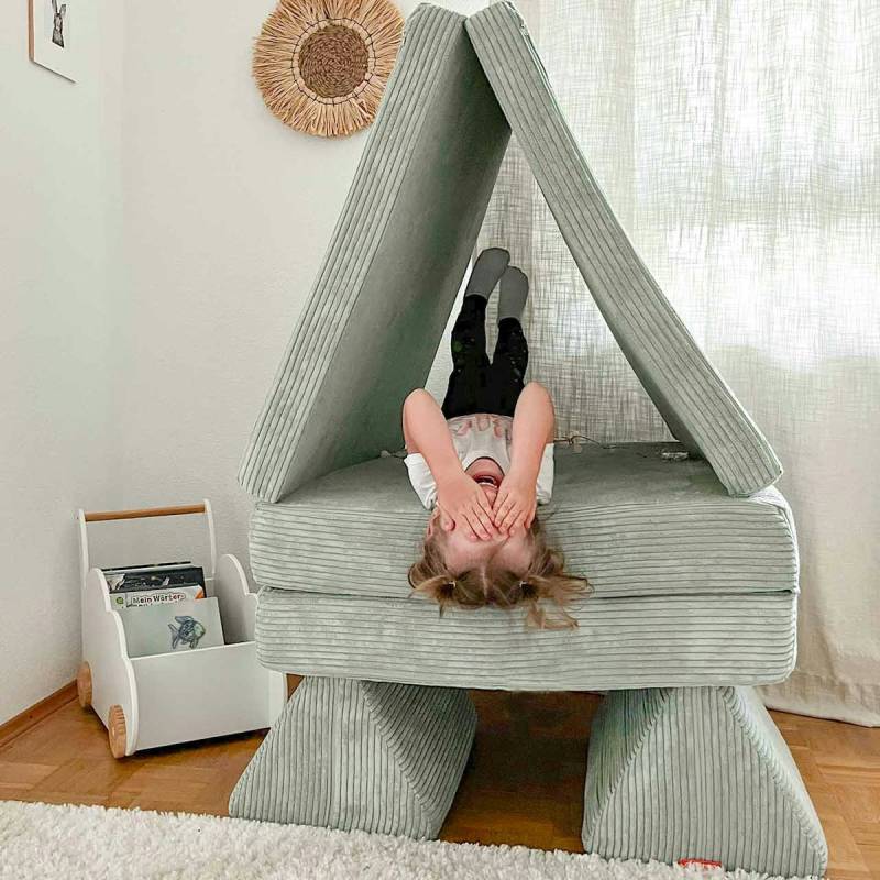 Funzy Spielsofa 4-teilig Cord Hellgrün