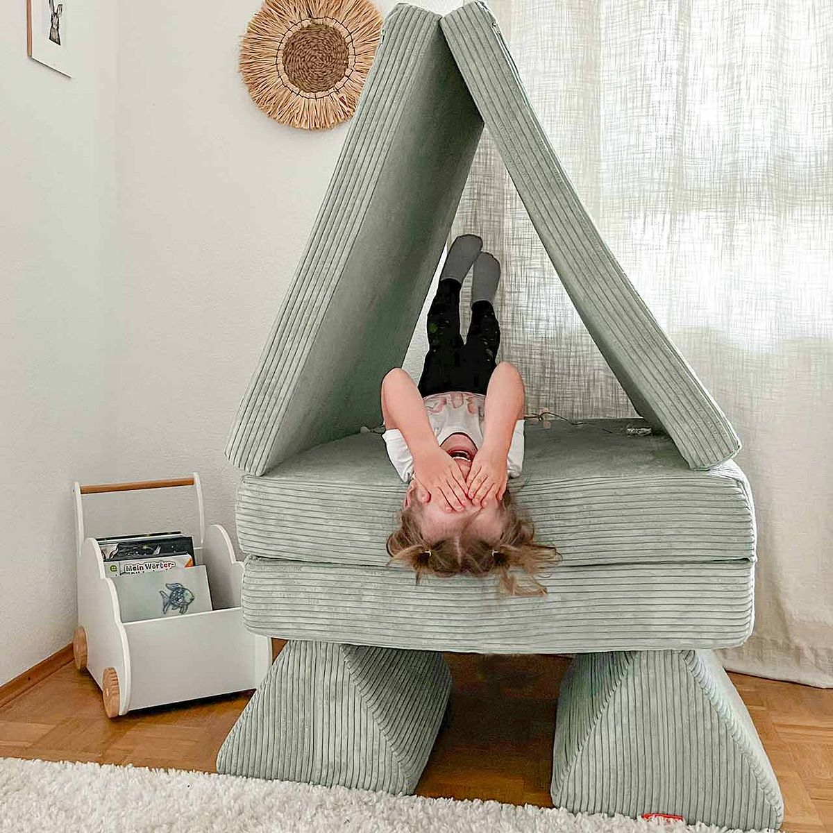 Funzy Spielsofa 4-teilig Cord Hellgrün
