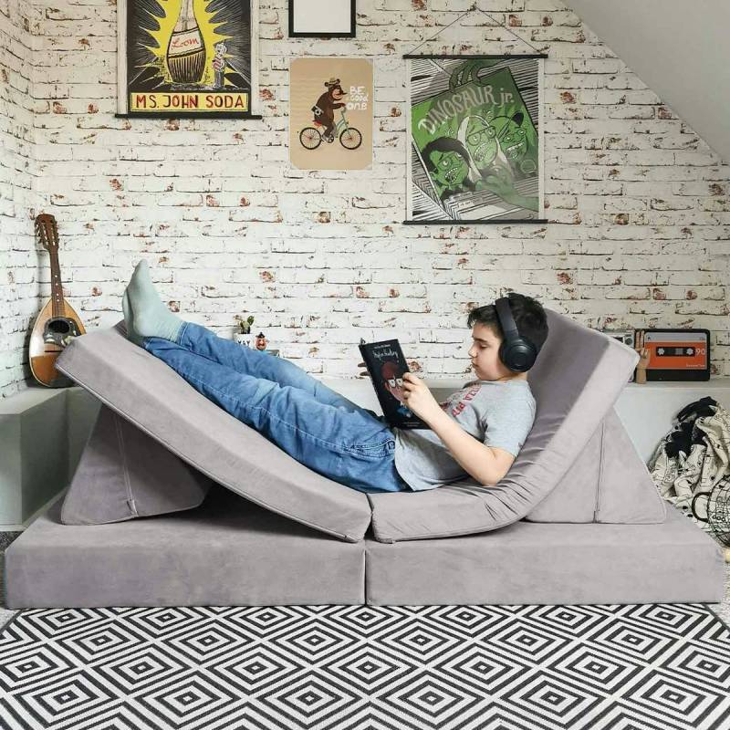 Funzy Spielsofa 4-teilig Grau Funzy Spielsofa 4-teilig Grau