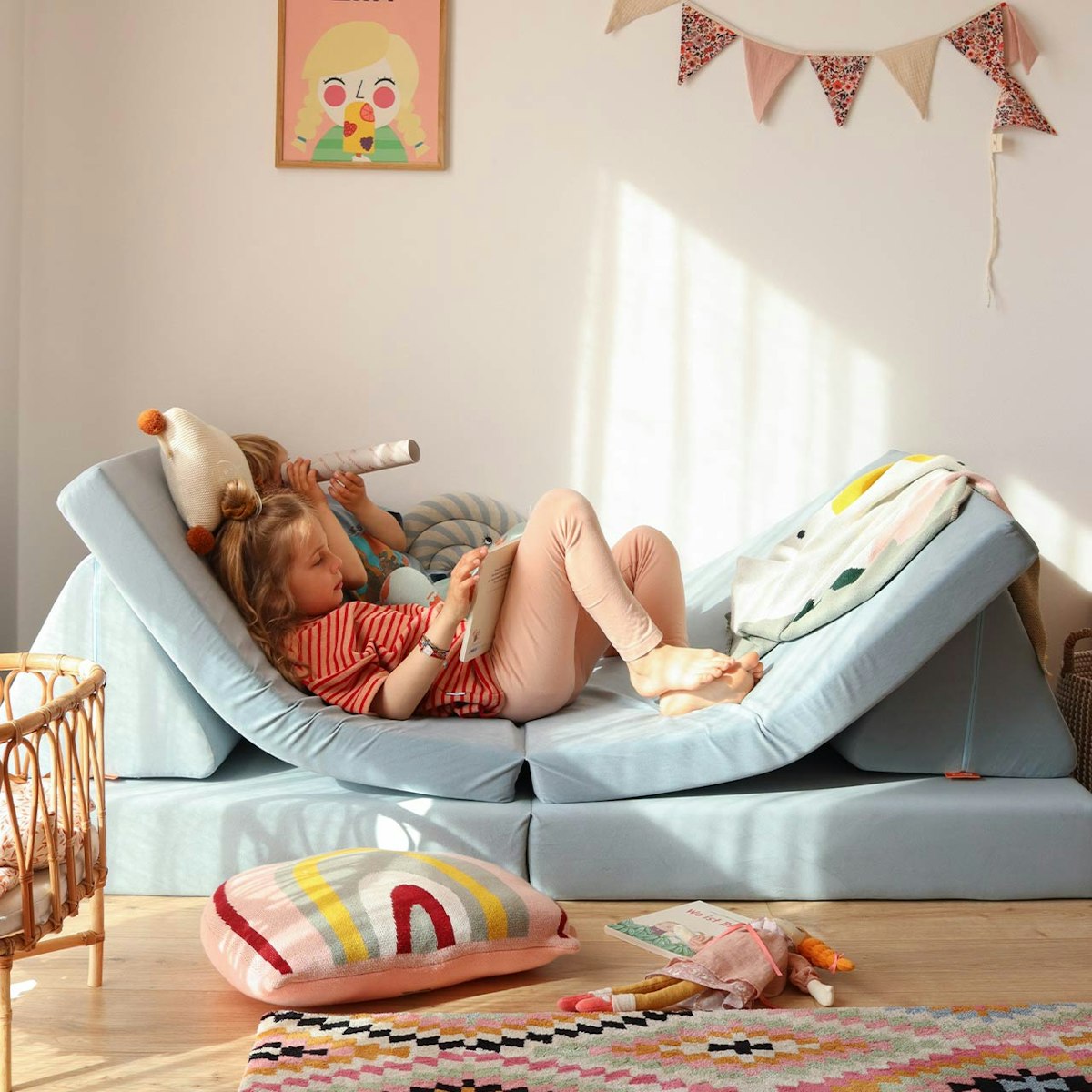 Funzy Spielsofa 4-teilig Hellblau
