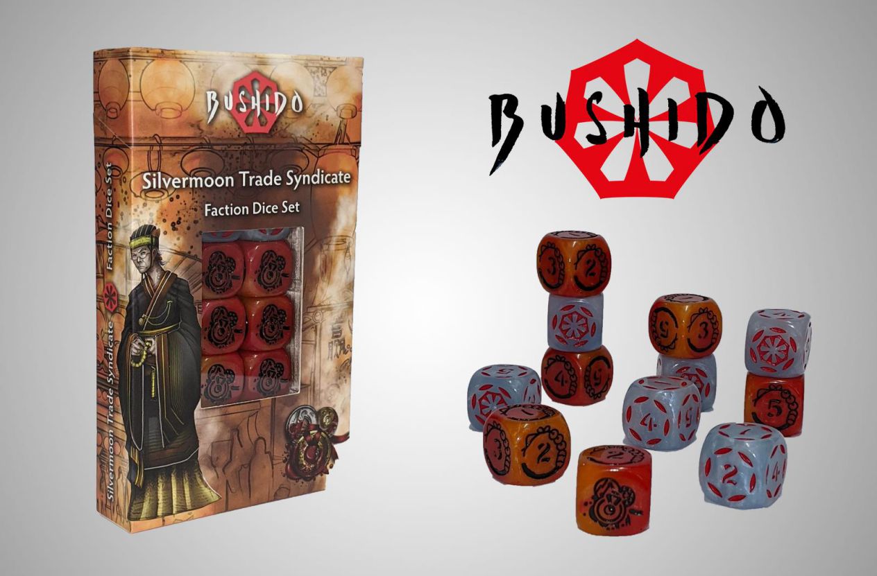 GCT Bushido Silvermoon Syndicate Faction Dice Set Tabletop Spiel Würfel Set