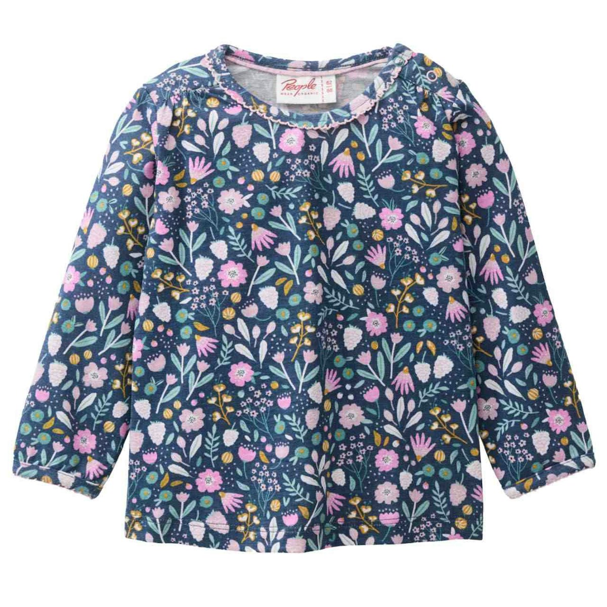 Geblümtes Langarmshirt indigoblau 62/68