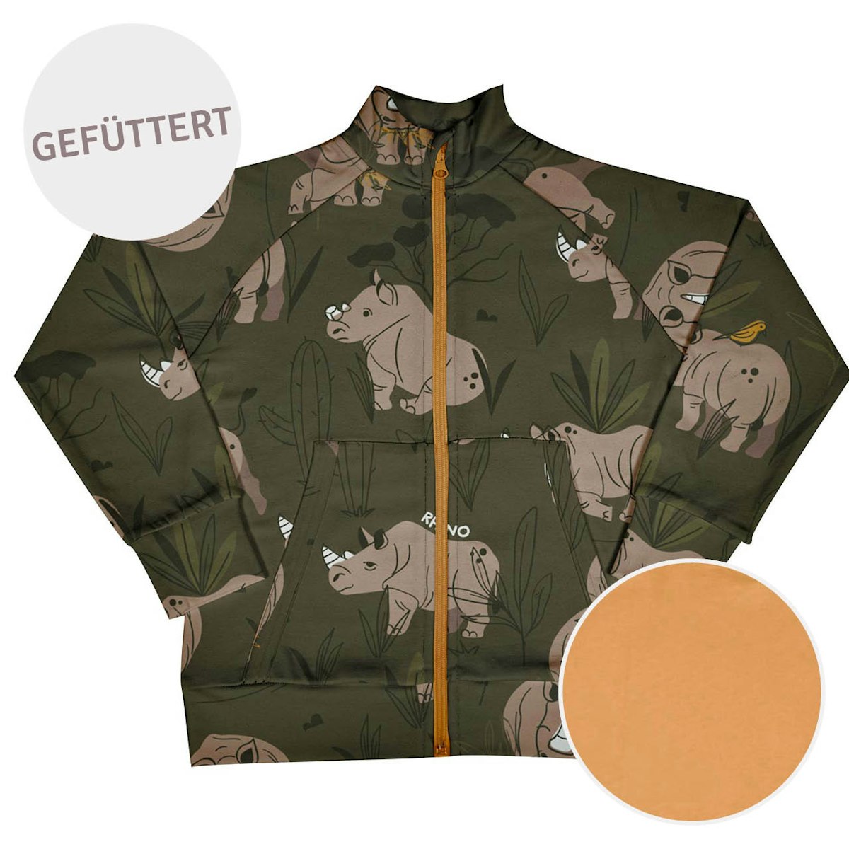 Gefütterte Jacke Nashorn khaki 98/104