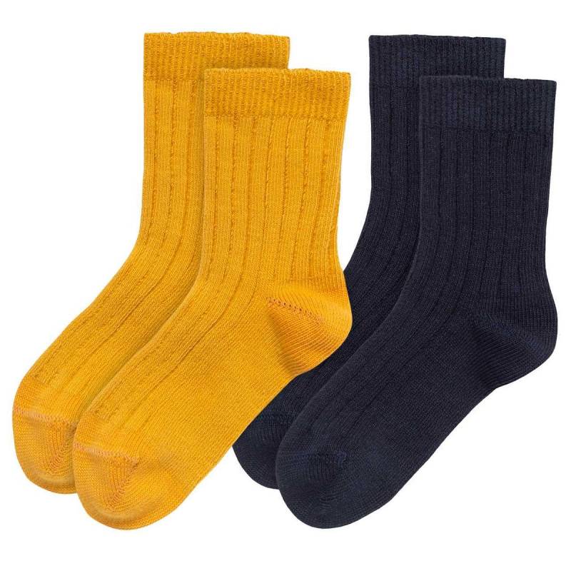Gerippte Babysocken Doppelpack blau-senfgelb 16/18 Gerippte Babysocken Doppelpack blau-senfgelb 16/18