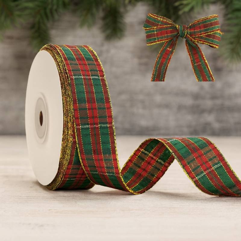 Geschenkband Weihnachten kariert 25mm • 1 Meter Geschenkband Weihnachten kariert 25mm • 1 Meter