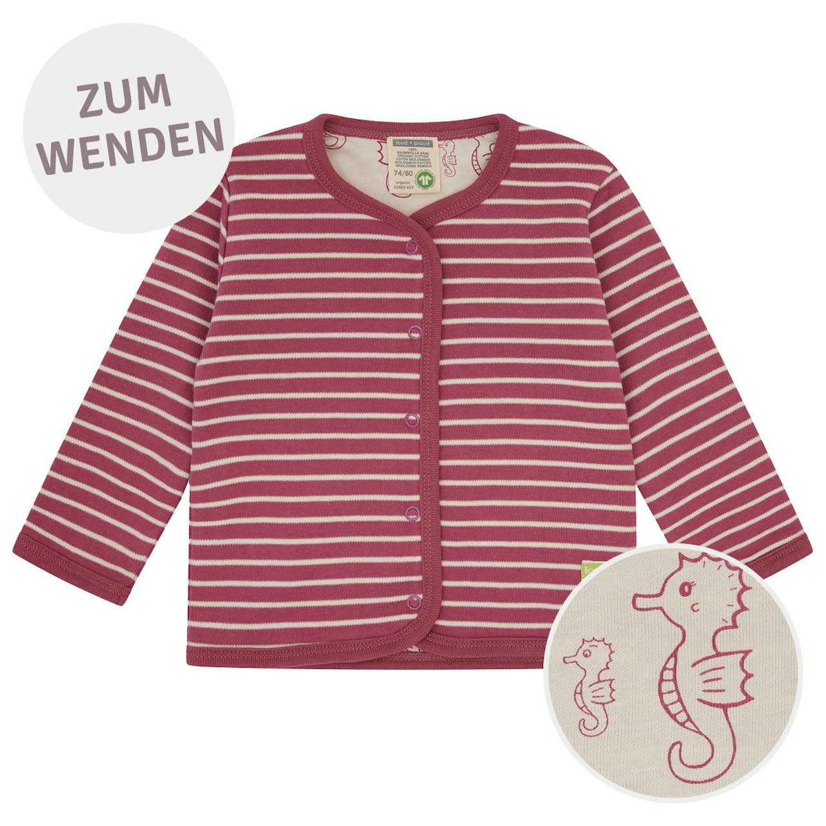 Gestreifte Wendejacke altrosa 74/80