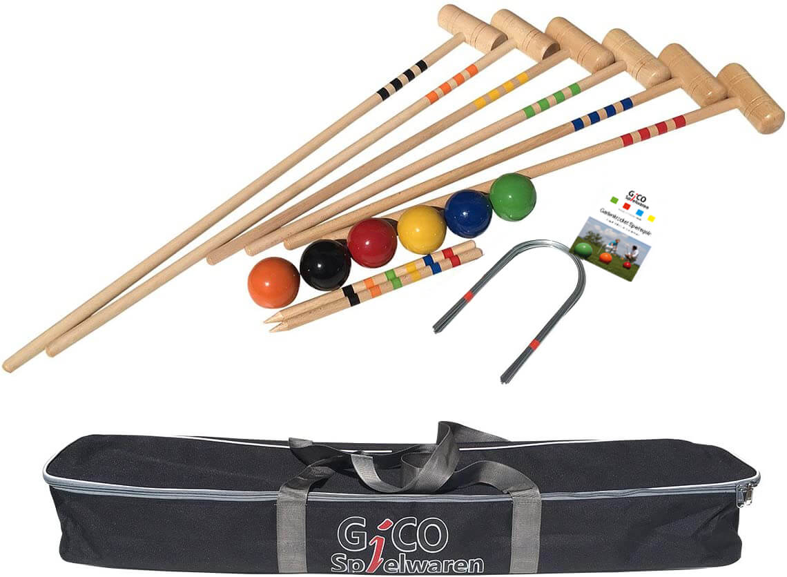 Gico - Krocket in Tasche, Family, 83cm + 100cm, 6 Spieler Gico - Krocket in Tasche, Family, 83cm + 100cm, 6 Spieler