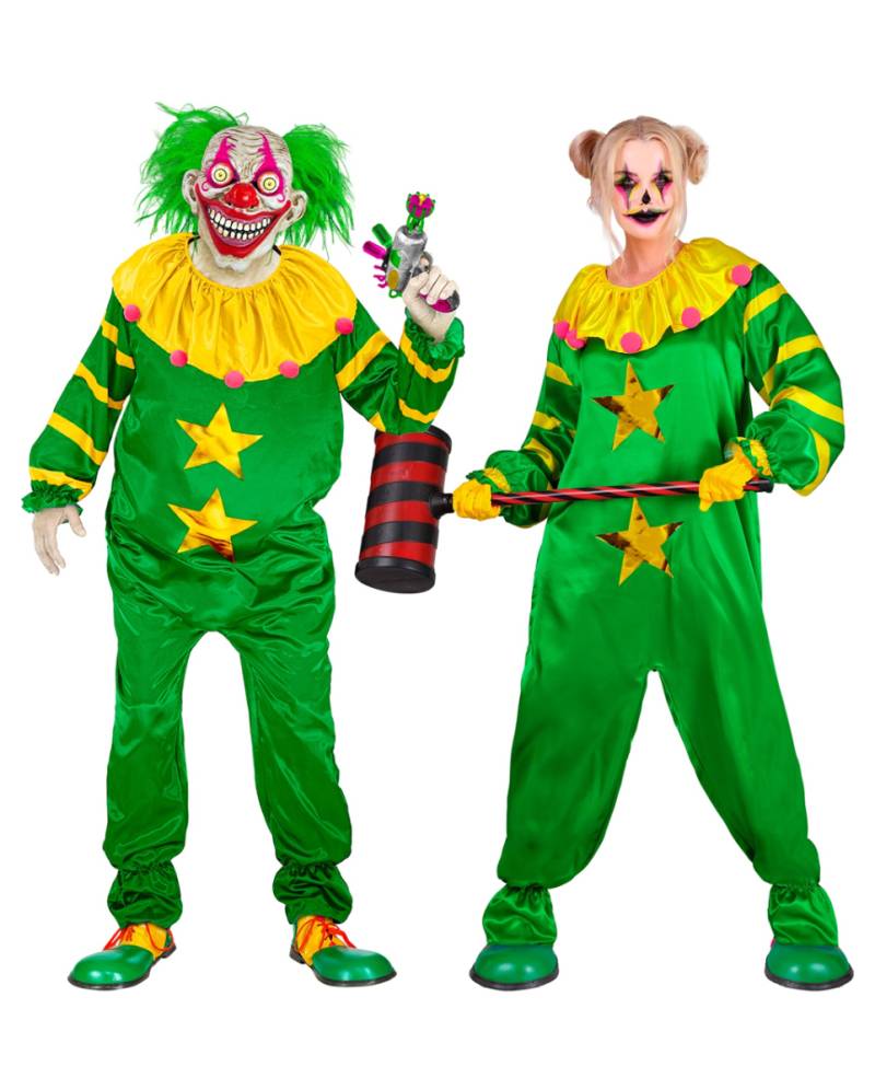 Giftgrünes Horrorclown Kostüm L