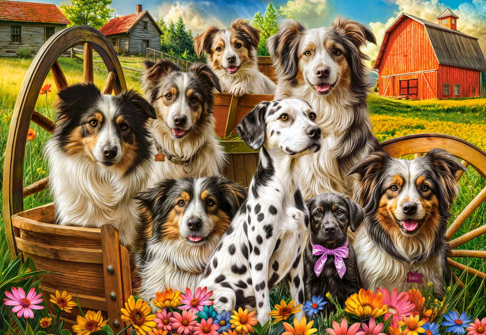 Gl�ckliche Hunde auf dem Land