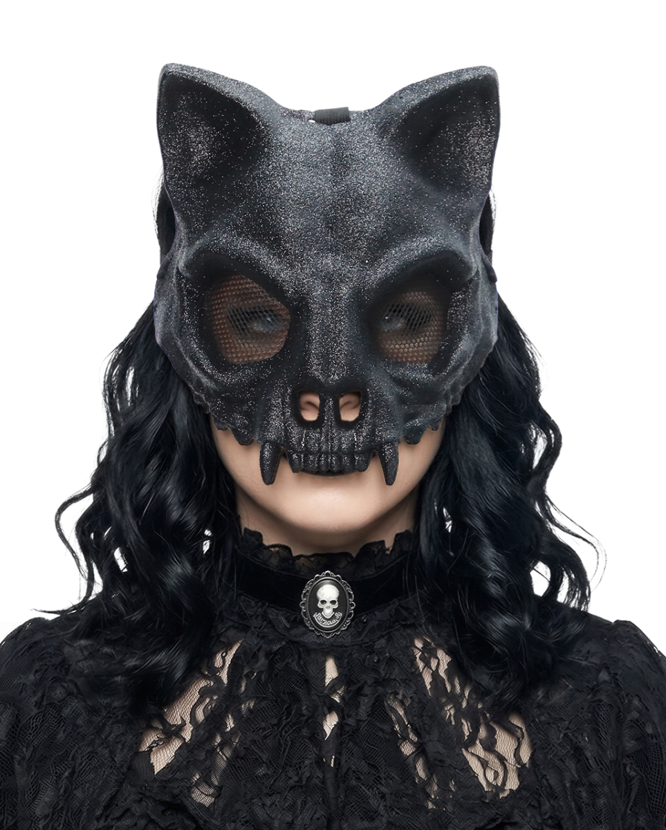 Glitter Skelett Katze Maske