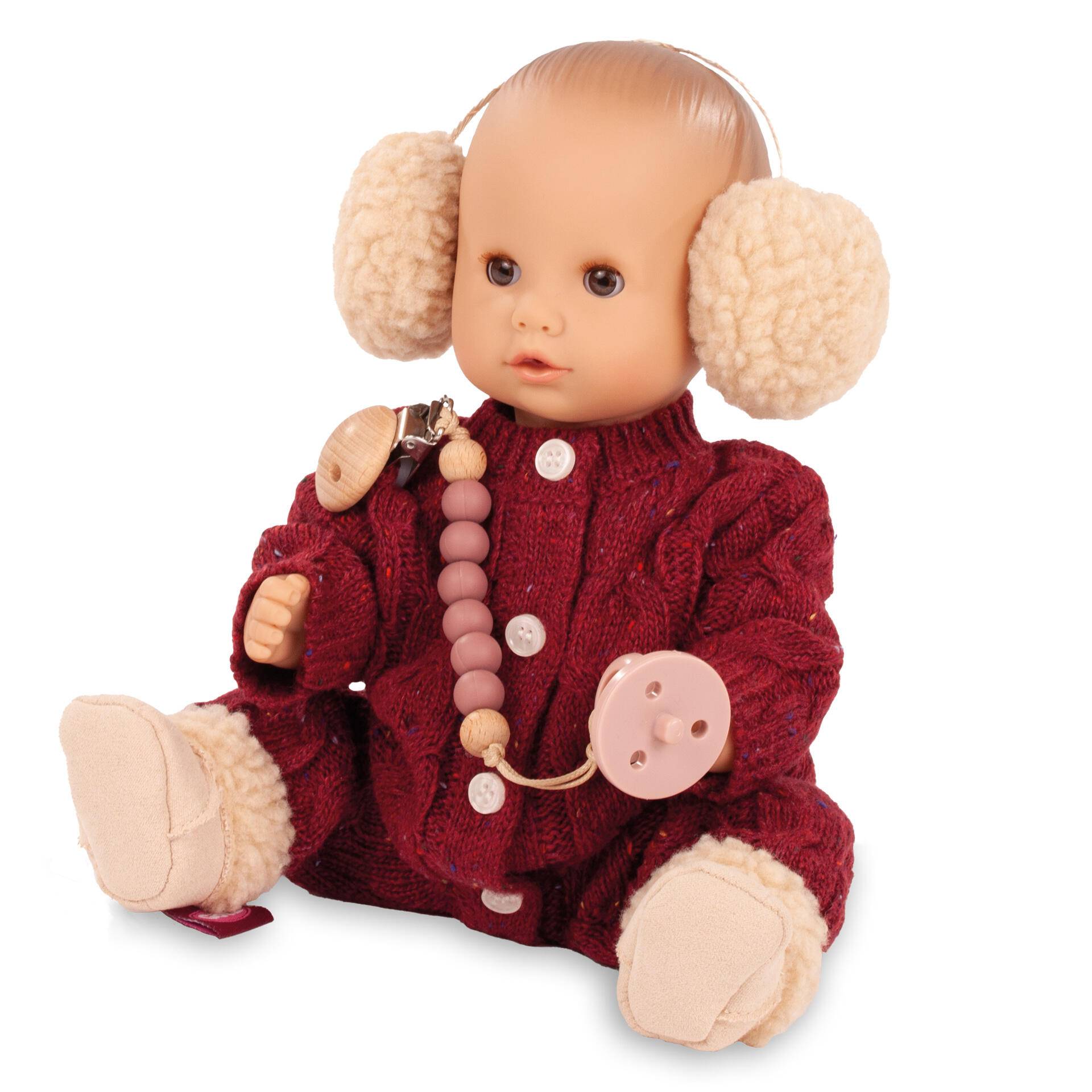 Götz - Puppe Aquini 30cm Jubilee Weinroter Strickanzug