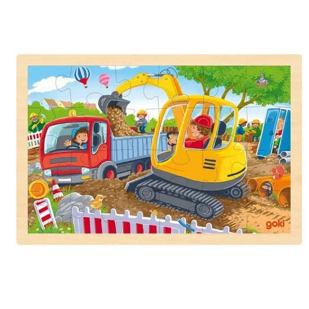 Goki - Einlegepuzzle bagger neu