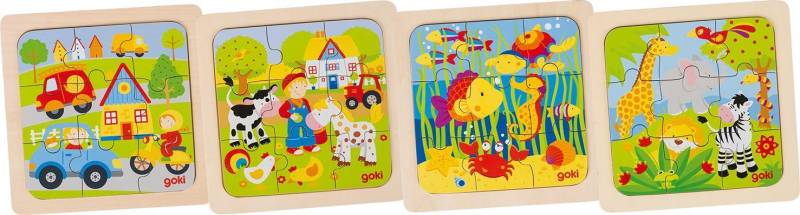 Goki - Einlegepuzzle Sort. Zoo, Bauernhof