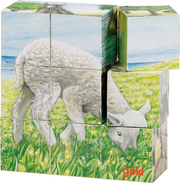 Goki - Goki – Würfelpuzzle Bauernhoftiere