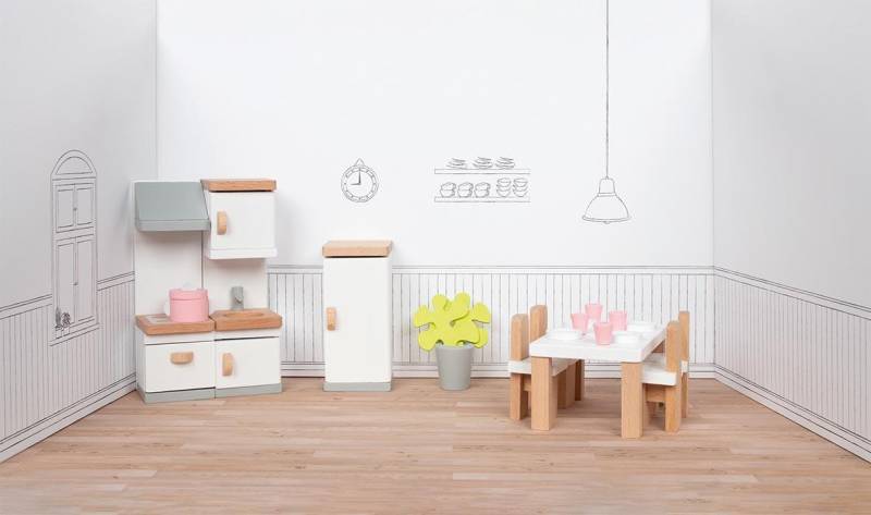 Goki - Puppenhaus Küche (weiß, 20 Teile)