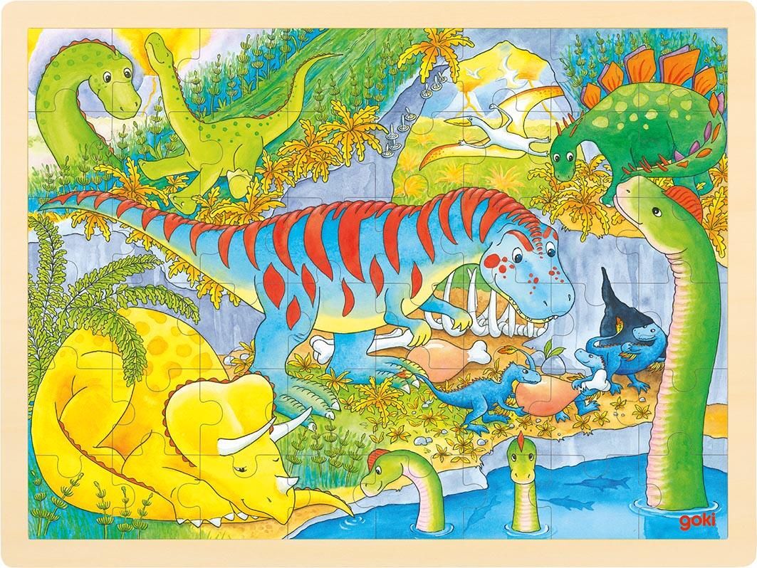 Goki - Puzzle Dinosaurier Holz 48Tl