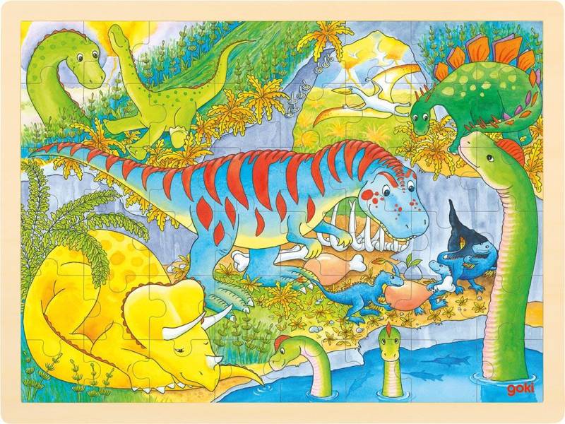 Goki - Puzzle Dinosaurier Holz 48Tl