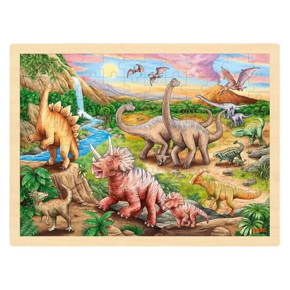 Goki - Puzzle Holz Dinosaurierwanderung 96 Teile