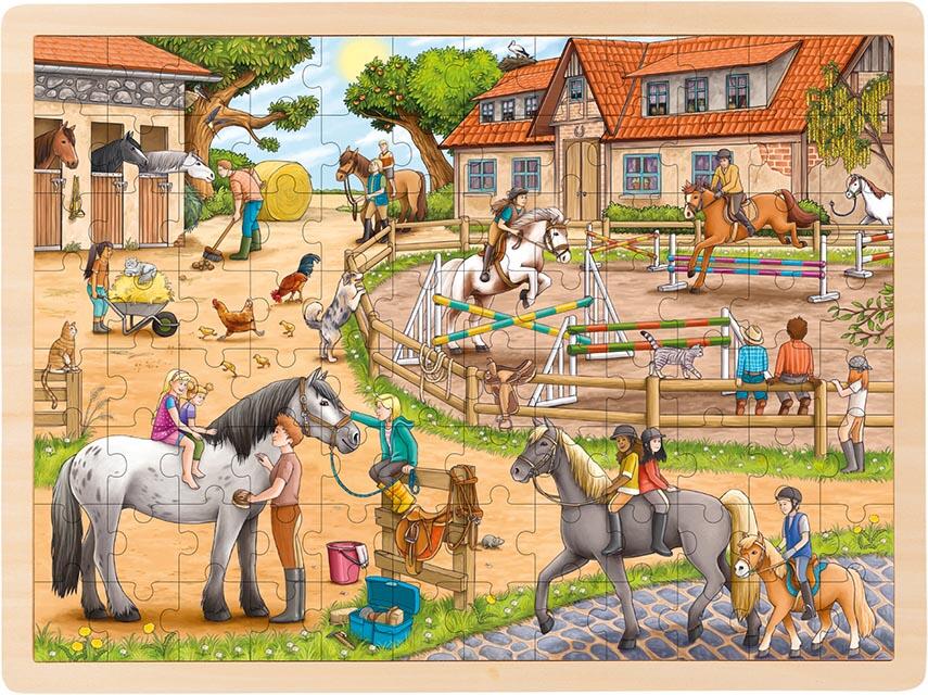 Goki - Puzzle Holz Reiterhof 96 Teile