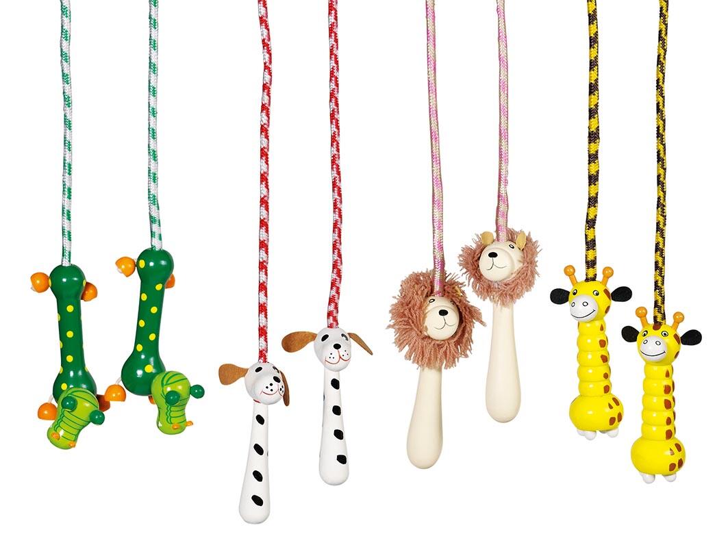 Goki - Springseil mit Holzgriffen Tiere