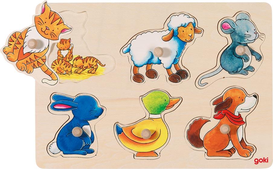 Goki - Steckpuzzle Tierkinder und Mütter