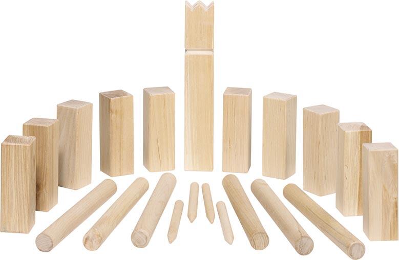 Goki - Wikingerspiel Kubb, kleine Größe, im Baumwollbeutel