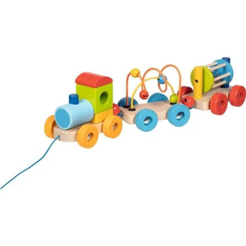 Goki - Zug Rio mit Steckklötzen, Motorikschl., Rassel