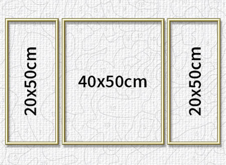 Goldfarbener Aluminium Bilderrahmen f�r Triptychons 80 x 50 cm