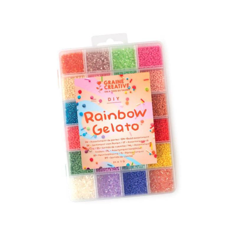 Graine Créative - REGENBOGEN-GELATO-PERLEN 24 FARBEN DURCHMESSER 2MM