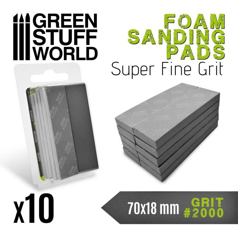 Green Stuff World Foam Sanding Pads Grit #2000 Grey Schleifpads x10