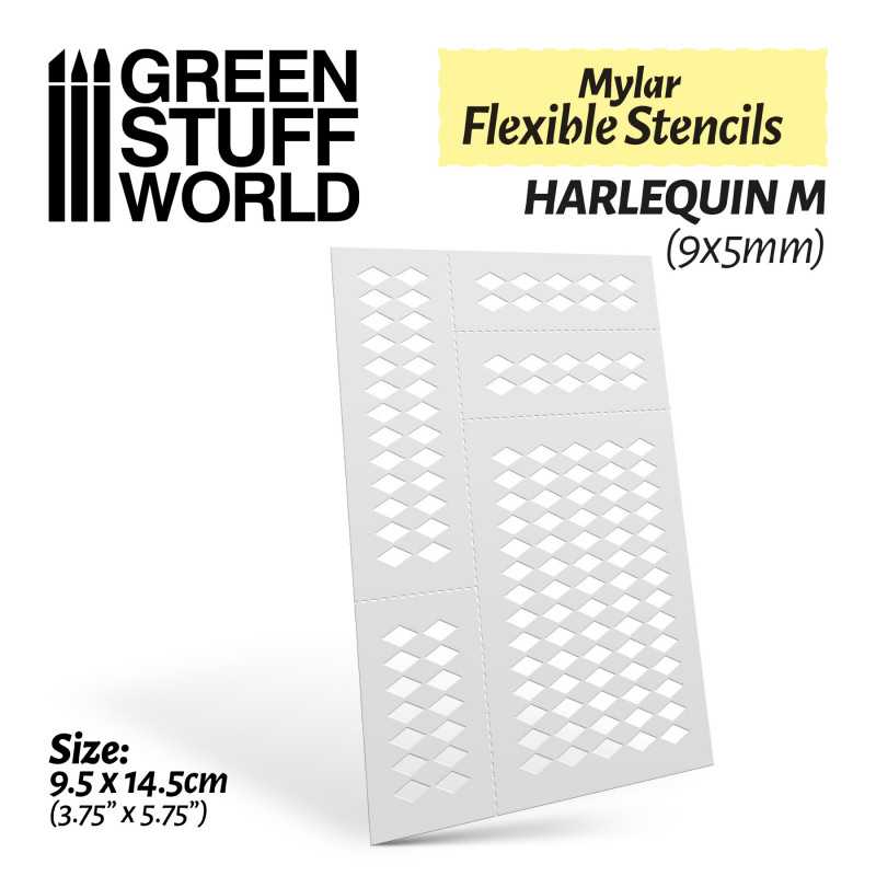 Green Stuff World Harlequin M Mylar Flexible Stencil Schablonen Raute