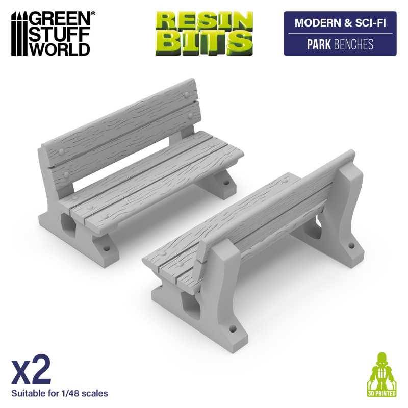 Green Stuff World Holzbänke Set (2) Gartenbank Bench