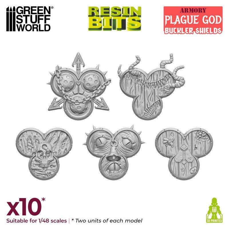 Green Stuff World Plague God Bucklers (10) 3D printed Chaos Shields Schilde