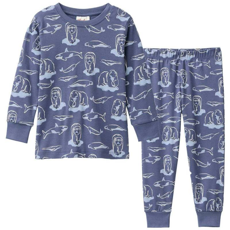 Griffiger Rippe Schlafanzug Arktis dunkelblau 104