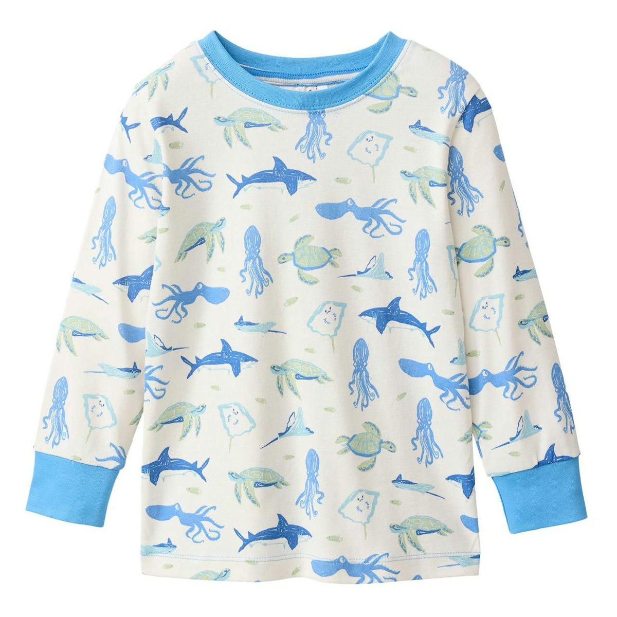 Griffiger Rippe Schlafanzug Meerestiere blau 122/128