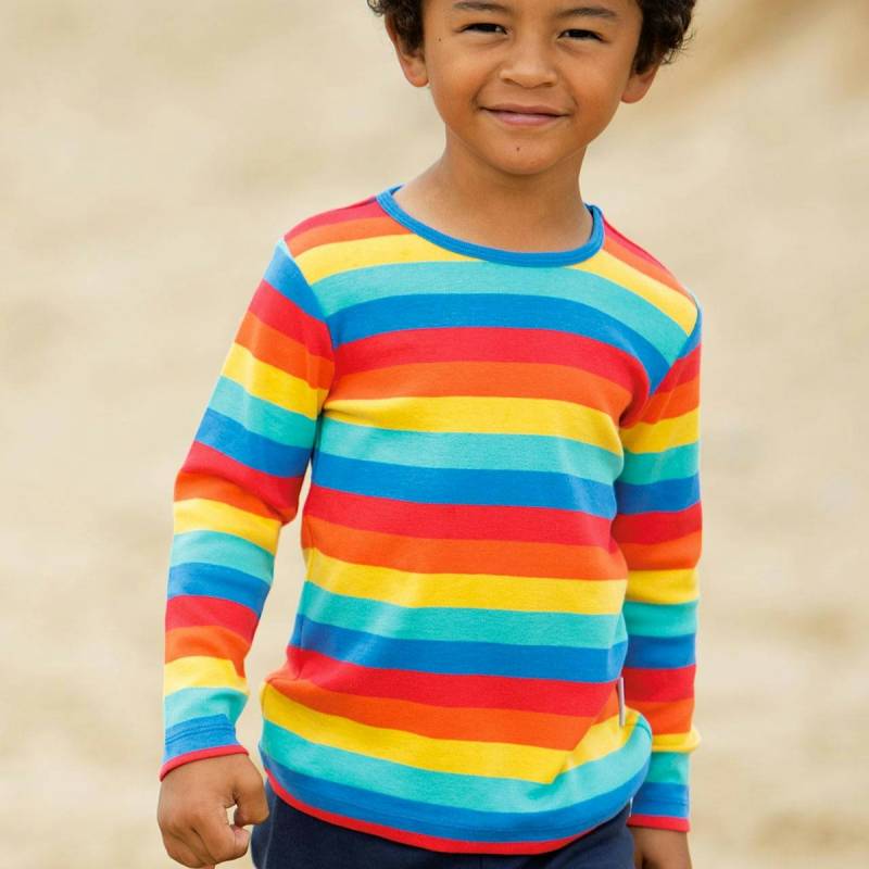 Griffiges Shirt langarm Regenbogen-Design 128/134