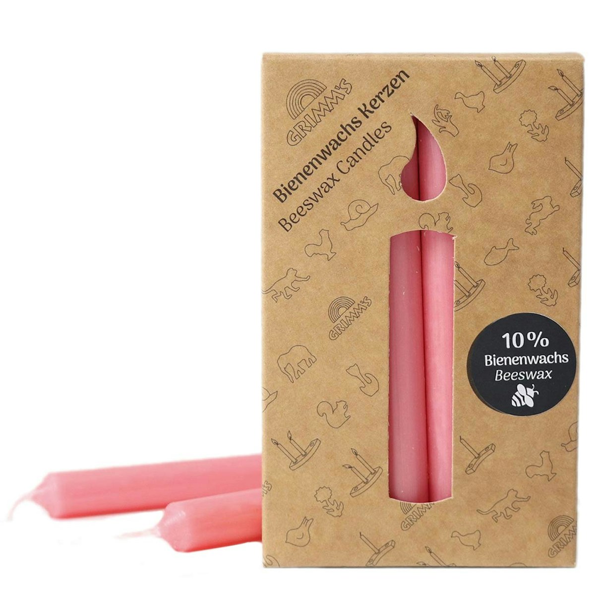 Grimms Geburtstagskerzen altrosa 10% Bienenwachs 12 Kerzen